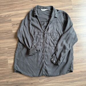 Zara Z1975 Denim Charcoal Gray Button-Up Shirt